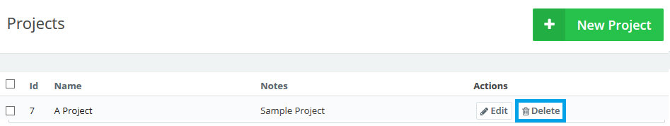 Delete projects