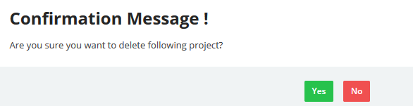confirm Delete projects