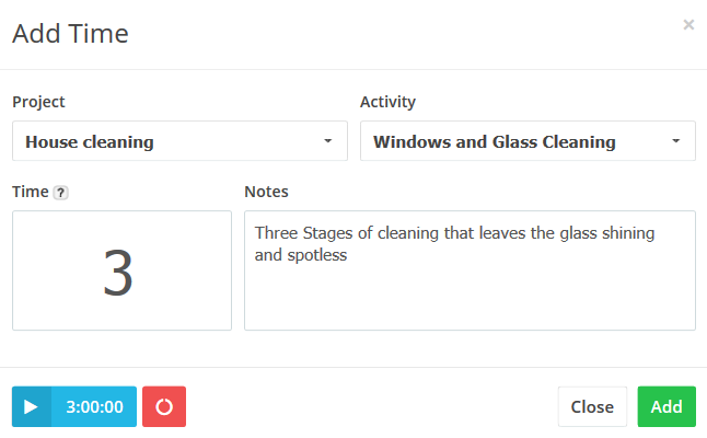 cleaning serivce add time